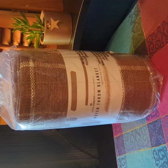 Little Korboose Woven Throw Blanket Taupe Rust cotton 60 x 50 NEW NIP Fall 🍁 - Picture 1 of 6